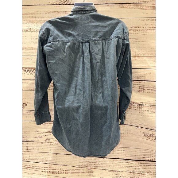 Vintage 90s CHAPS RALPH LAUREN Chambray Denim Shirt Mens 15 32/33 Blue Cotton - Picture 2 of 11